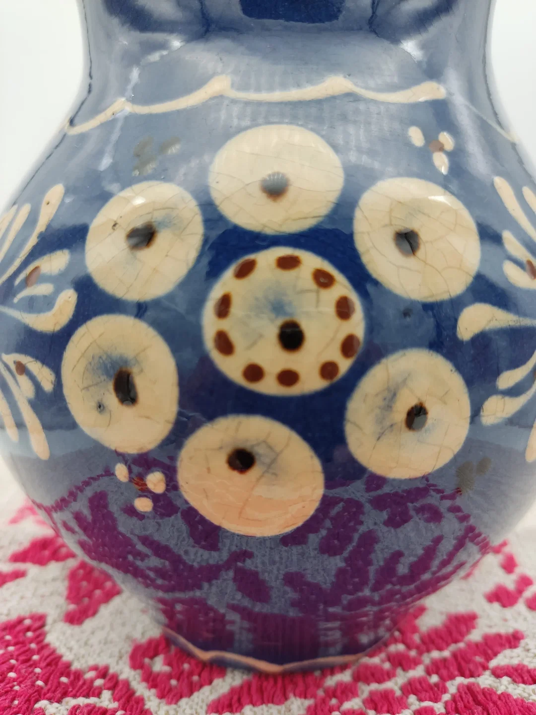 Keramikkrug blau mit Blumenmotiv | Landhaus – Bild 7