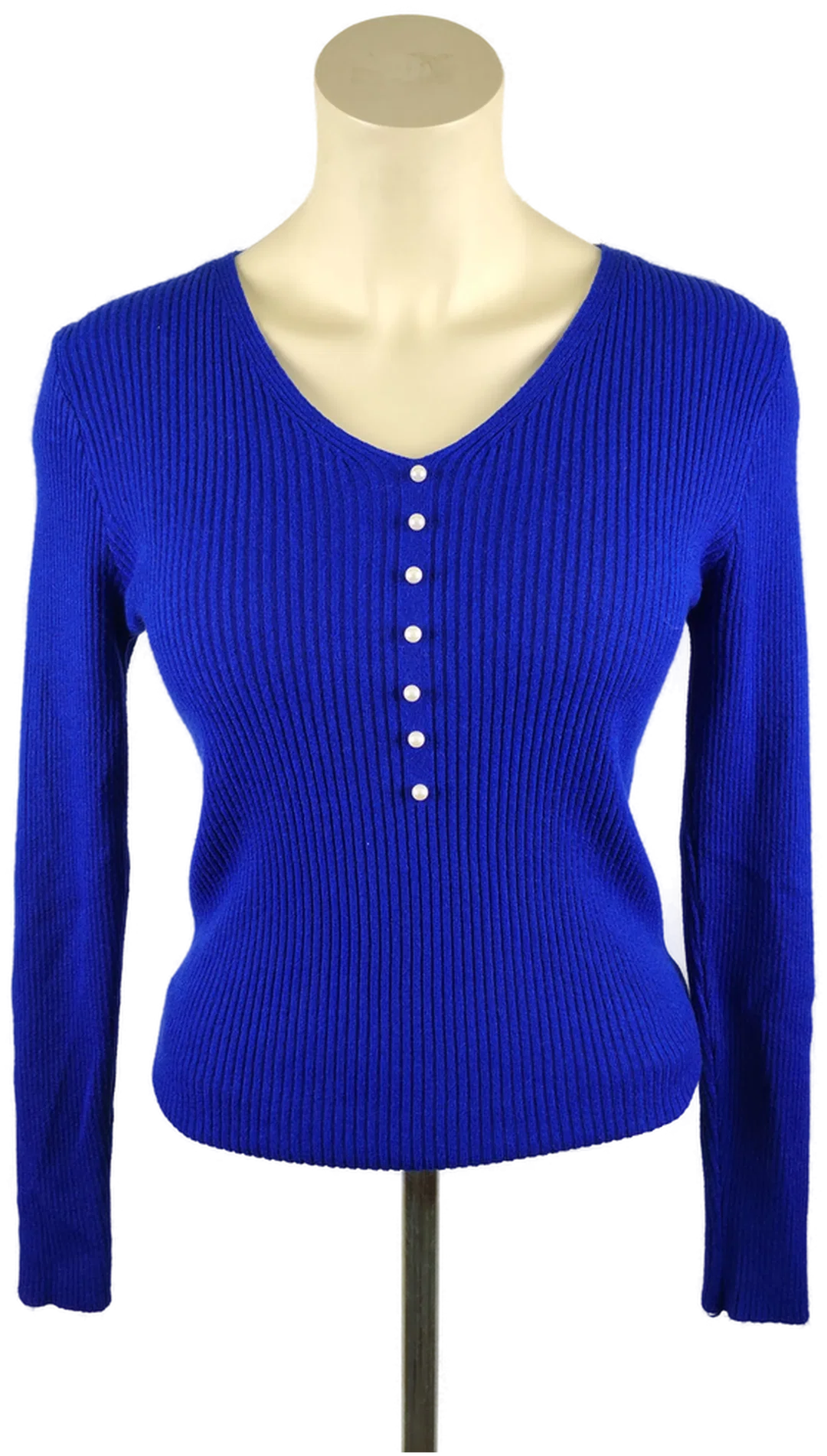 Damenpullover Größe 40 Blau | Feiner Rippstrick – Bild 1