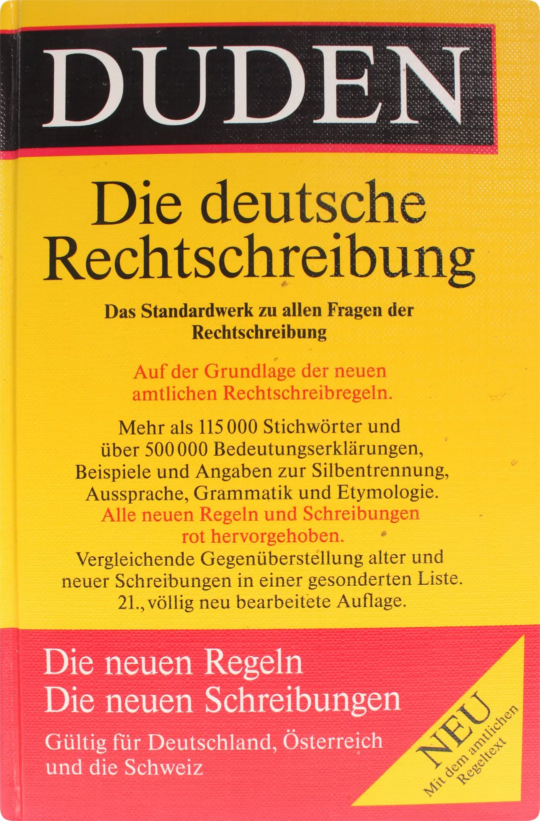 Buch Duden – Die deutsche Rechtschreibung, 21. Auflage (1996), Hardcover - Bild 1