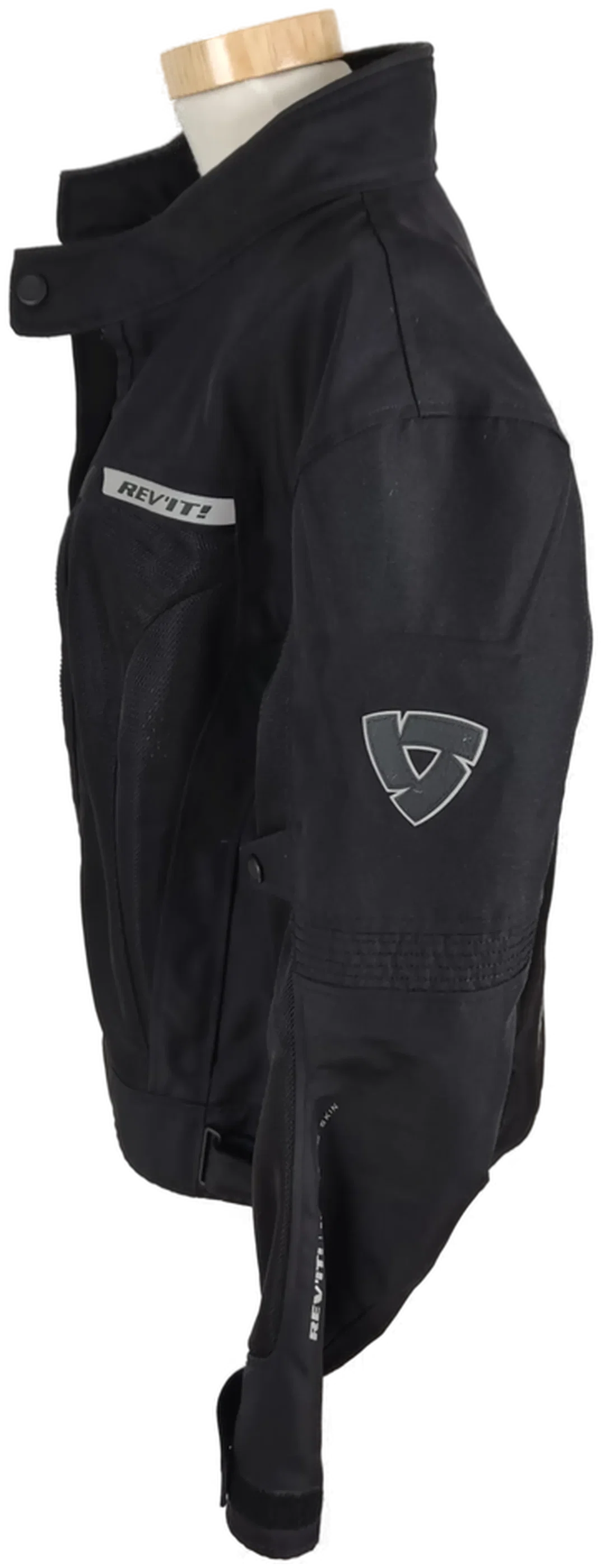 Motorradjacke "Rev'it", langarm mit Stehkragen, schwarz mit  Taschen, Größe 44 – Bild 2