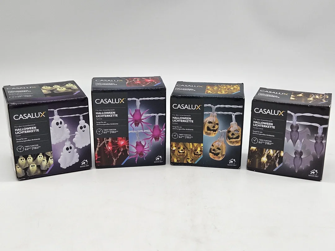 LED-Dekolichterketten für Halloween Set #4 (Geister, Fledermäuse, Kürbisse und Spinnen) – Bild 1