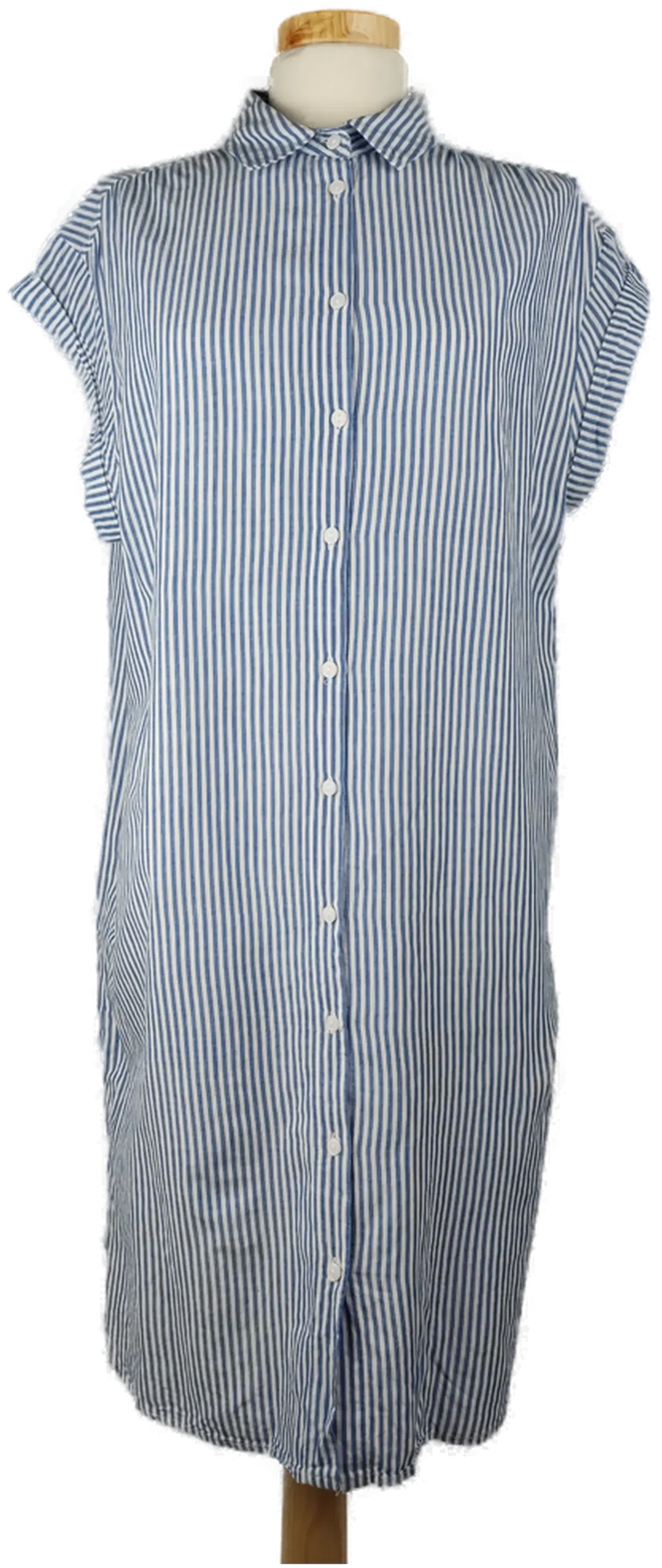 Damen Sommerkleid kurzarm weiss-blau gestreift - XL/42 - Bild 1