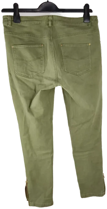 Jeans "H&M - Conscious Collection" mit Zipps und Taschen, olivgrün, Größe 40 – Bild 2