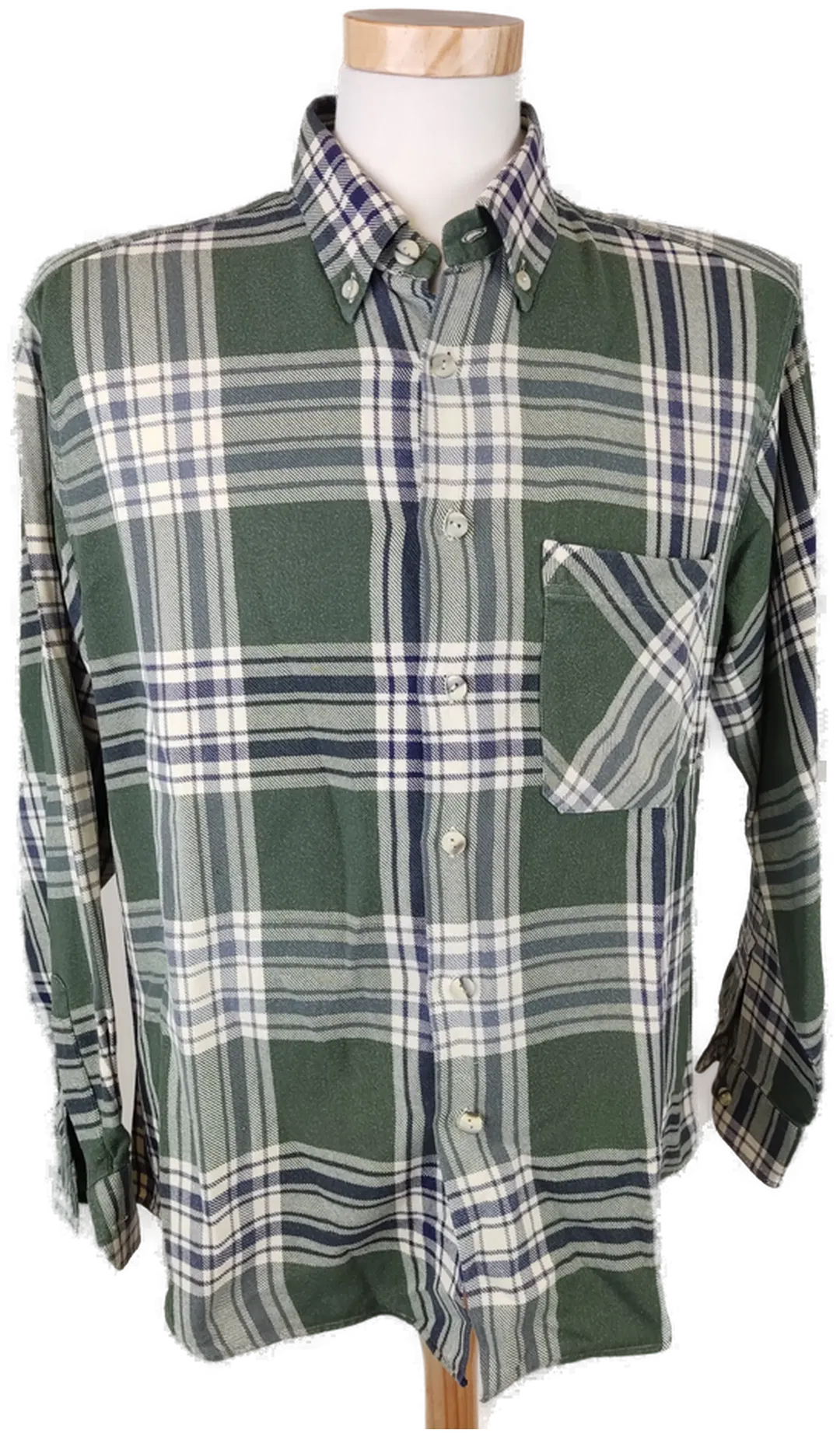 Wendler Herrenhemd kariert grün, weiß - Gr. L - Bild 1