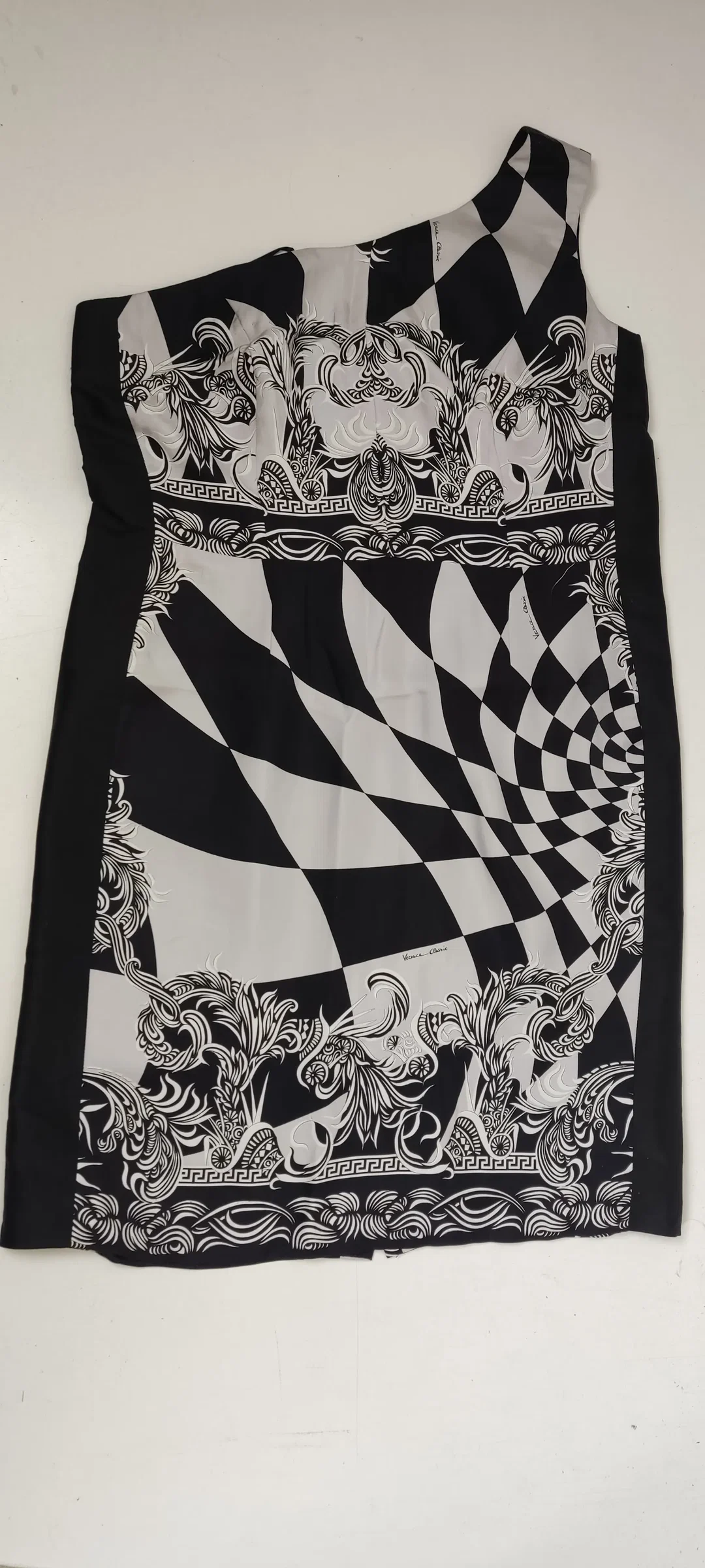 Versace Midikleid Asymmetrisch Seide One-Shoulder | Party-Ikone Göße 50 / 4XL – Bild 5