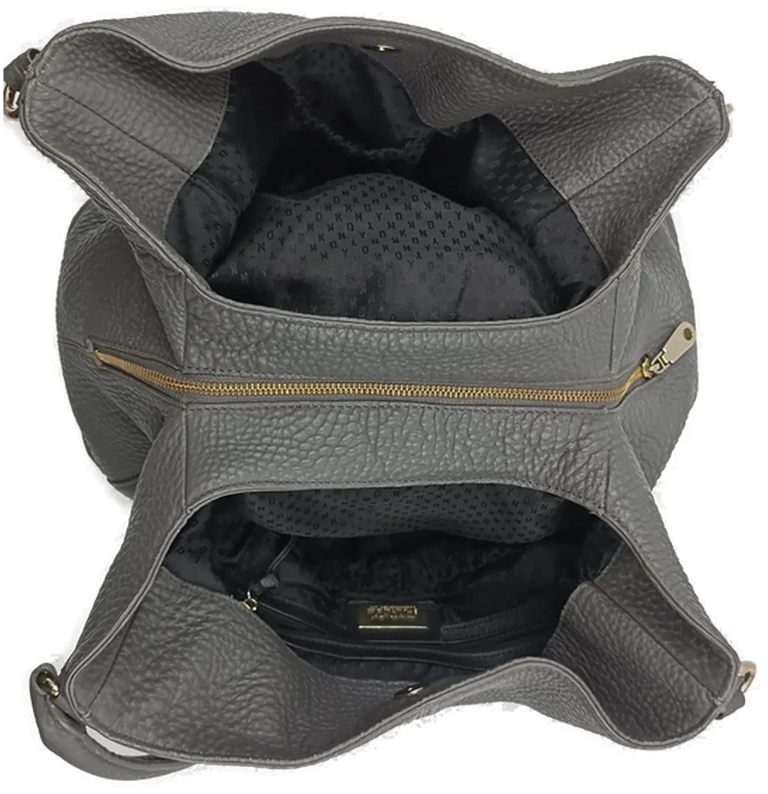 DKNY Damenhandtasche aus genarbtem Leder in Grau – Bild 8