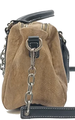 Damen Handtasche mit Nieten/ Kettendetails braun/schwarz - Bild 5