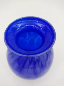 Kleine Vintage Glasvase - blau - Bild 4