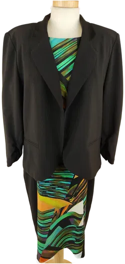 Joseph Ribkoff Damen-Kostüm grün-gelb-lila-weiss mit schwarzen Einsätzen - XL/42 - Bild 4