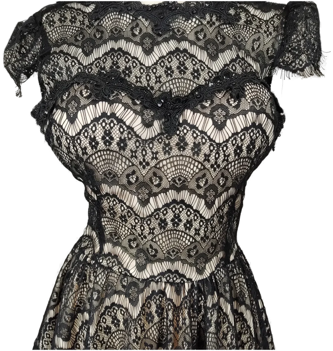 Spitzenkleid schwarz Größe 38 – Bild 3