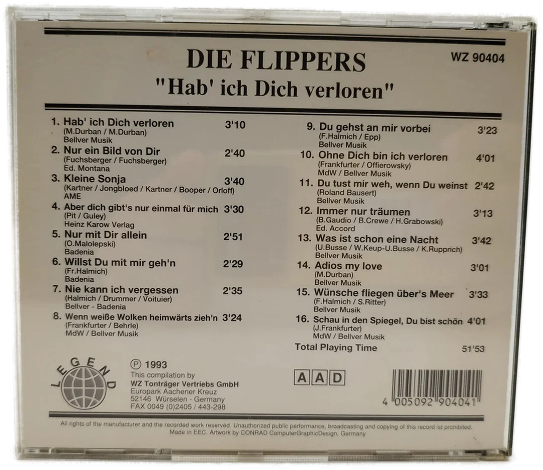Die Flippers, Hab ich dich verloren - CD / 1993 – Bild 2
