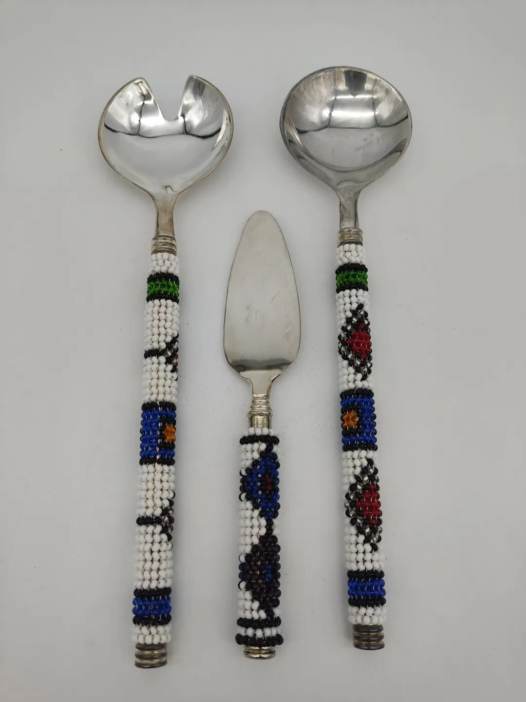 Afrikanisches Salatbesteck Versilbert | Handgearbeitet - Bild 4