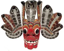 Naga Raksha Maske – Handgeschnitzte Sri Lanka Wandmaske Cobra 42x30 - Bild 1