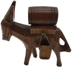 Kleiner Esel mit Fass und zwei Eimern, braun, Größe ca. 14 x14 cm - Bild 3