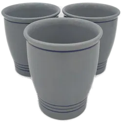 Lilien Porzellan Set (1 Krug+3 Becher) hellblau mit Streifen Vintage - Bild 3