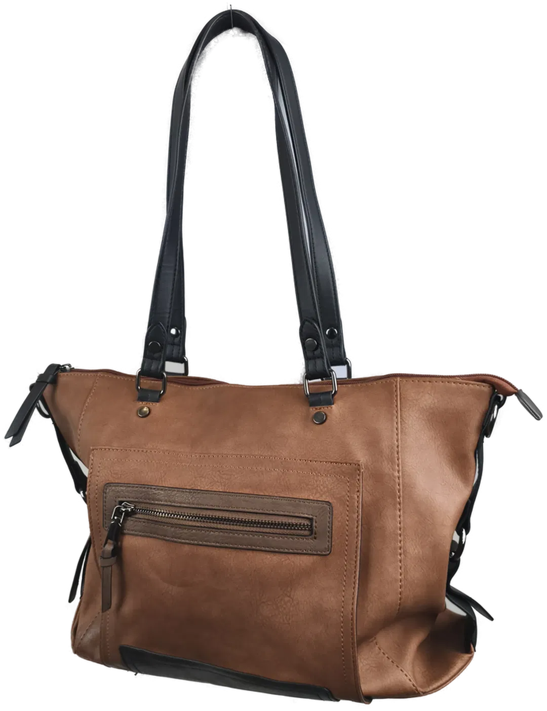 Henkeltasche, braun/schwarz, Kunstleder - Bild 1