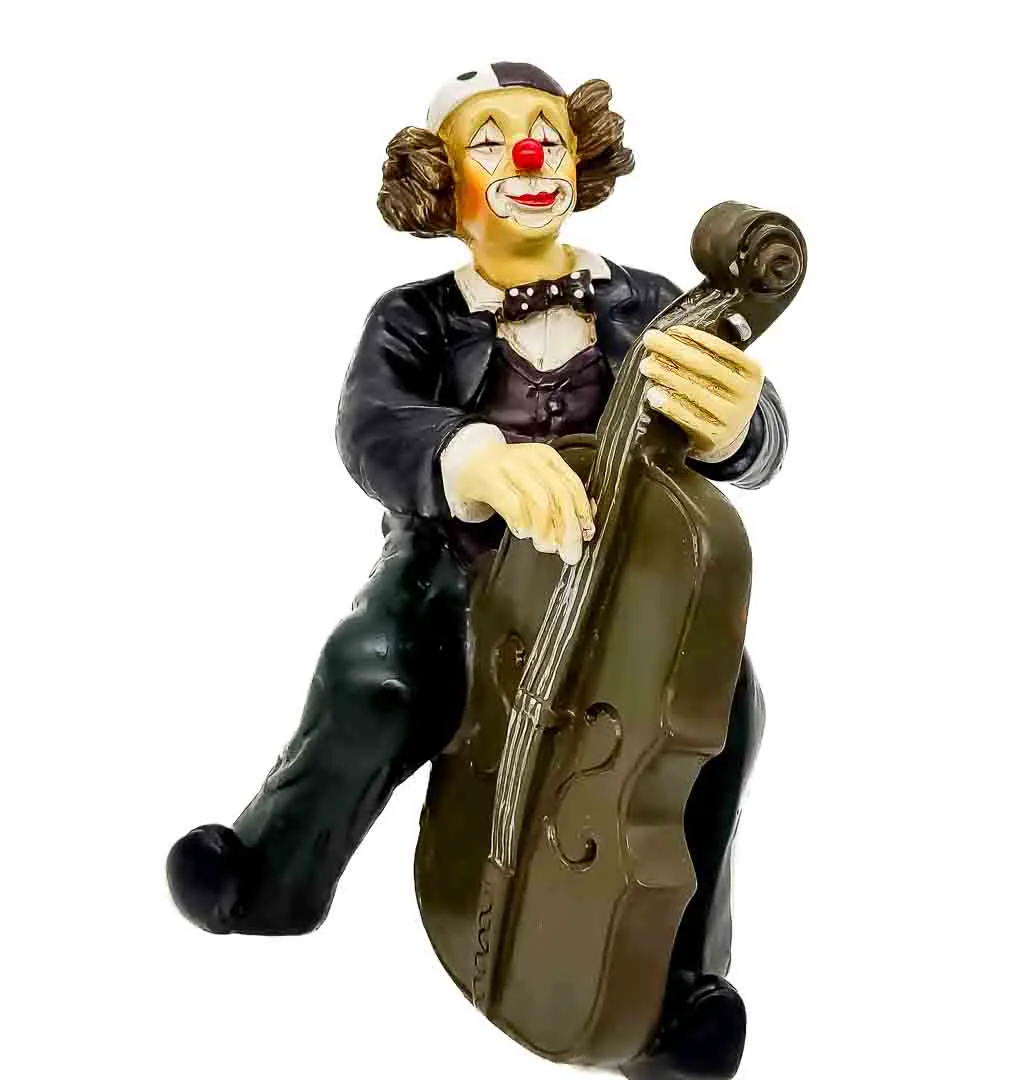 Vintage Holzfigur Clown mit Kontrabass – Bild 2