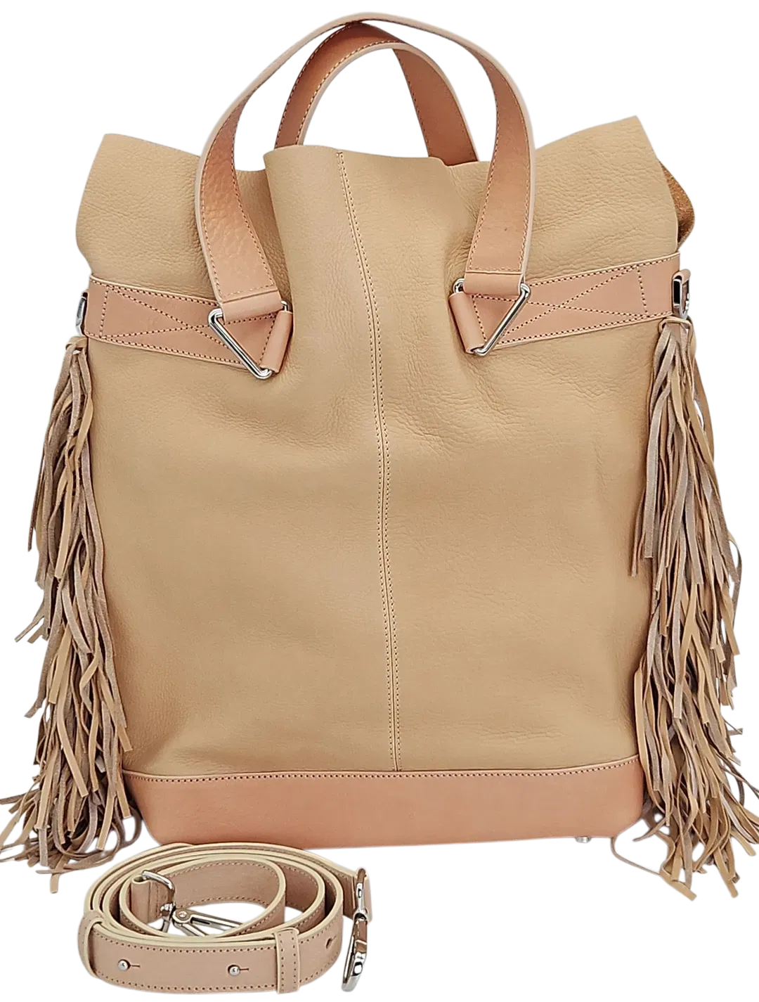 Max V. Koenig Damen Handtasche mit Fransen, creme - Höhe ca. 37 cm  - Bild 4
