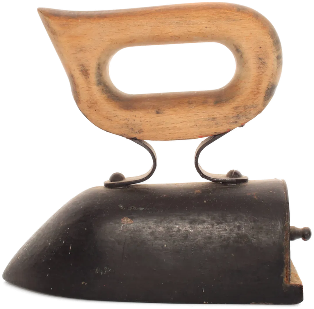 Antikes Bügeleisen mit Holzgriff – Gusseisen, Deko Vintage Eisen, ca. frühes 20. Jh. - Bild 4