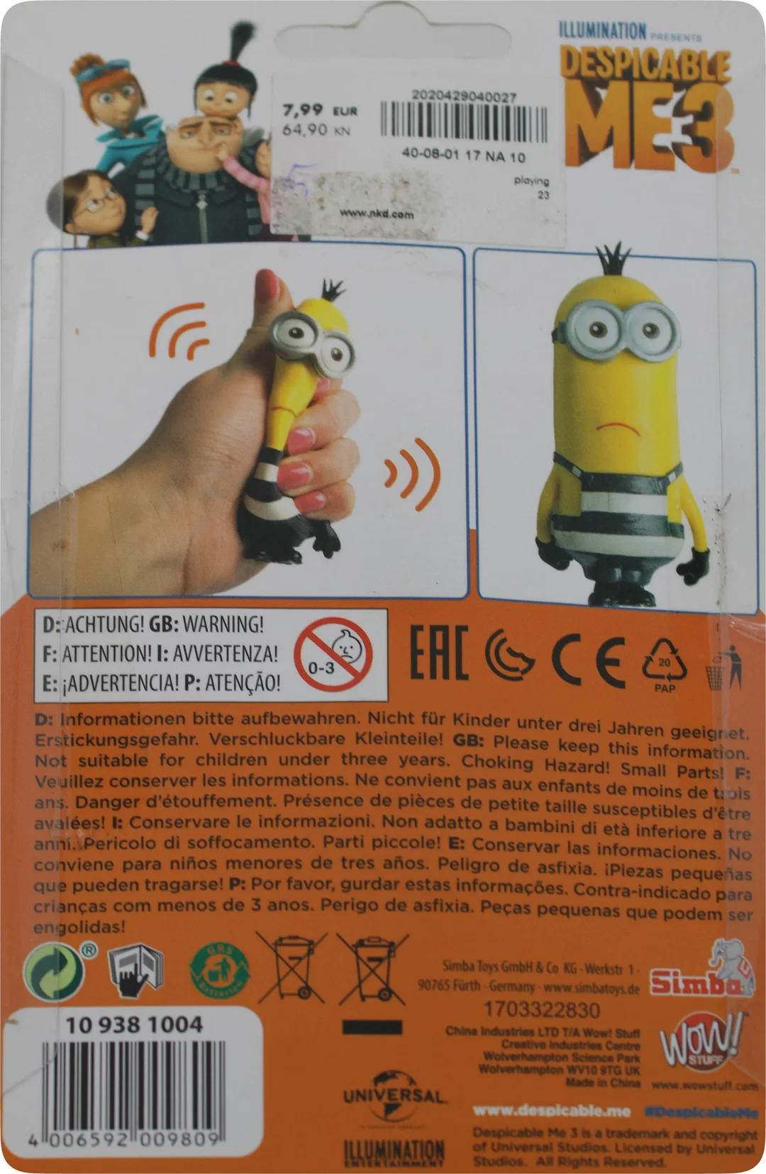 Minions Figur mit Sound – Despicable Me 3 – Simba Toys – OVP – Bild 3