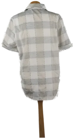 Damenbluse kariert kurzarm grau-weiß-beige - L/40 - Bild 2