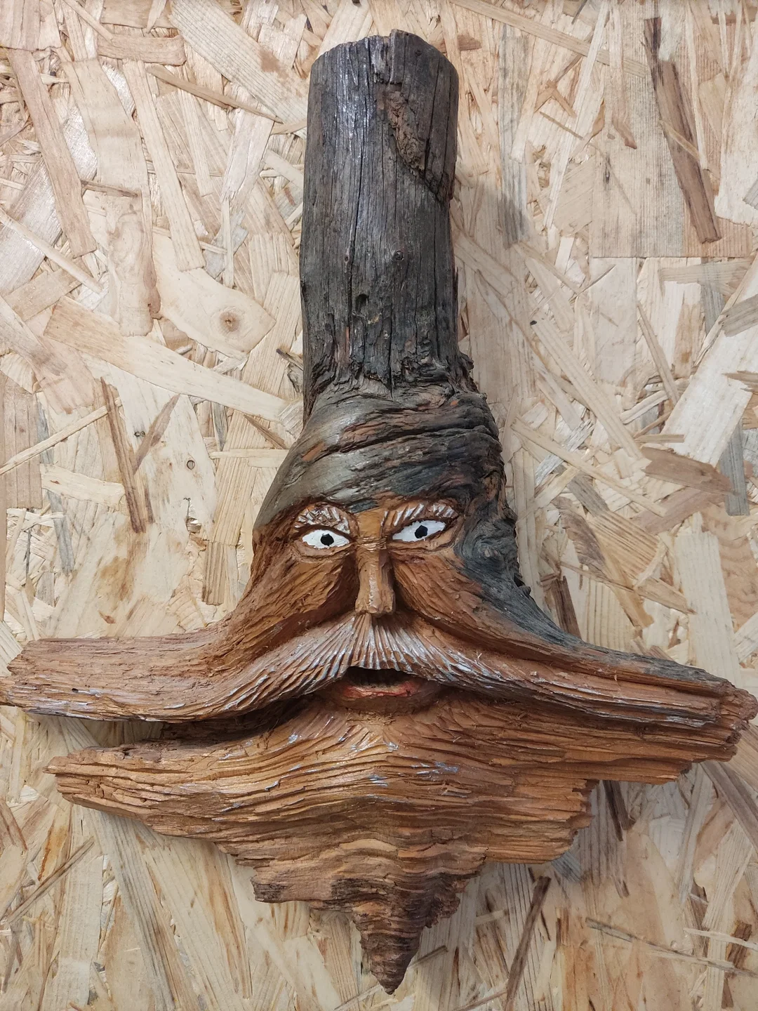 Waldgeist Wandfigur Holz 36 cm | Handgeschnitztes Unikat - Bild 3