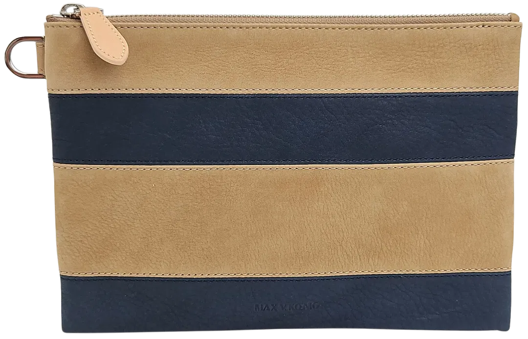 Max V. Koenig Damen Lederkulturbeutel, beige/blau - Bild 1