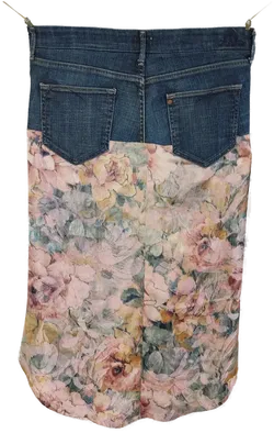 Großgeblümter Damenrock mit Jeans-Oberteil - 42 - Bild 2