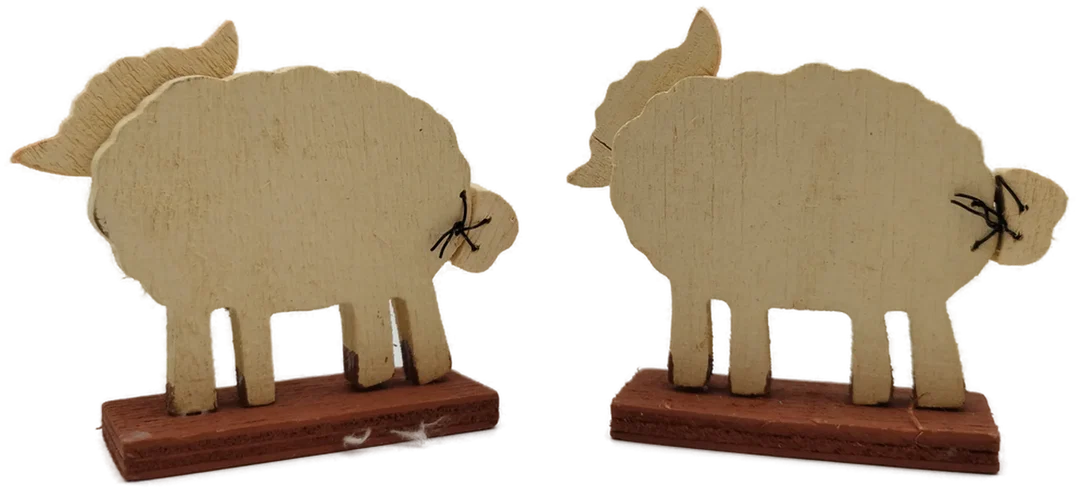 2x Schäfchen-Figuren aus Holz - ca. 7cm hoch – Bild 2