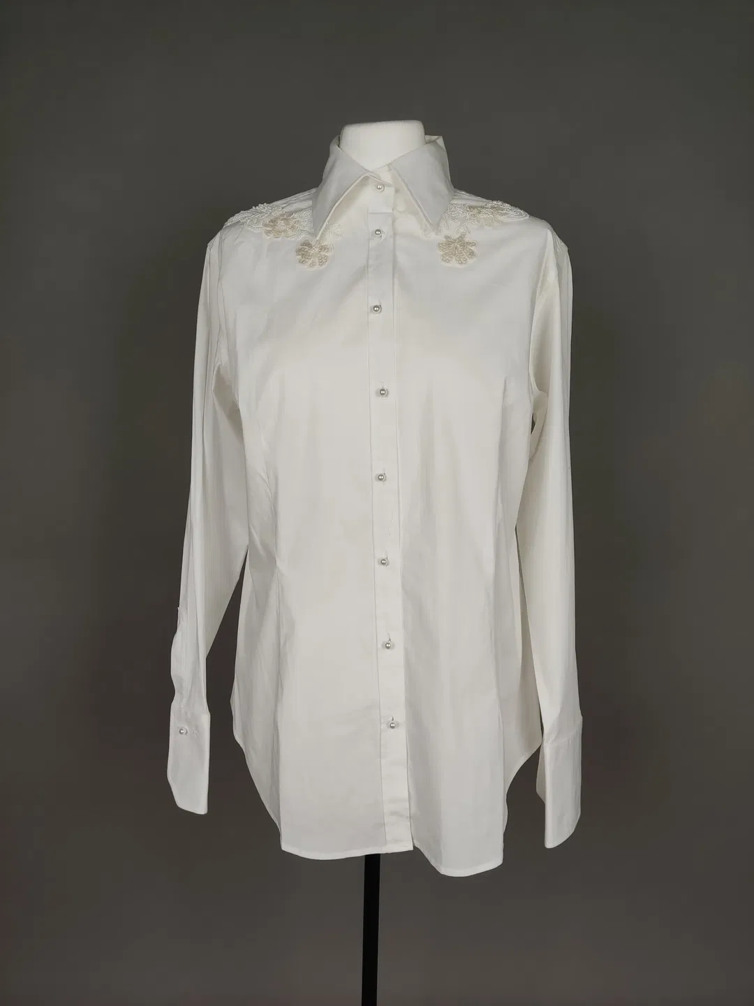 van Laack Damen Bluse weiß bestickt - L / 40 - Bild 1