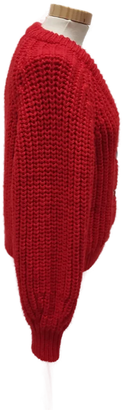 Kurze Damen Grobstrickweste mit Knöpfen, Rot, Gr. M - Bild 2