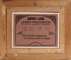 Gemälde „Blumenstrauß im goldenen Krug“ – signiert Buresch, Öl auf Leinenkarton, gerahmt - Bild 3