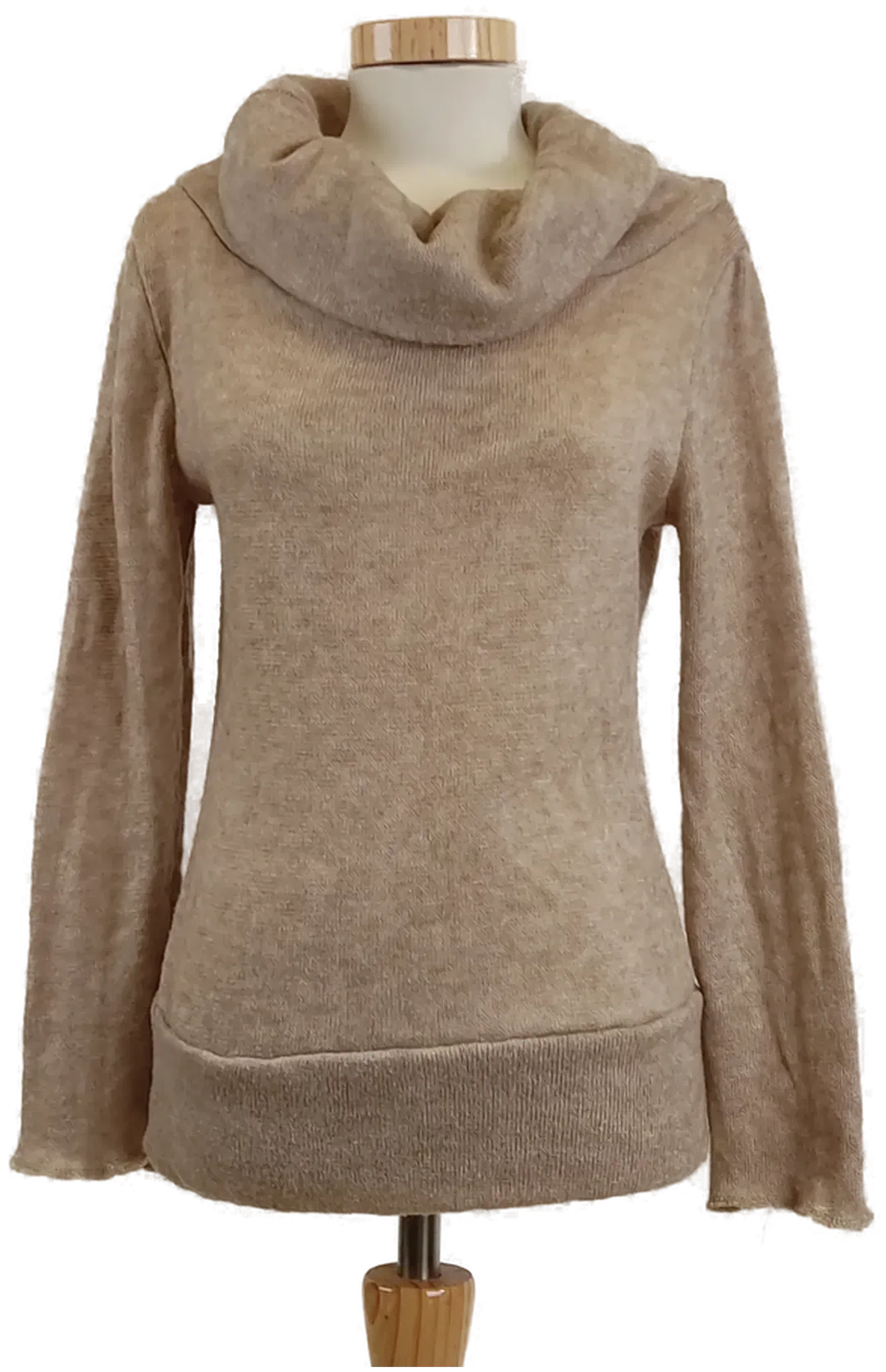 Damen Strickpullover mit weitem Rollkragen, Beige, Gr. 38 - Bild 1