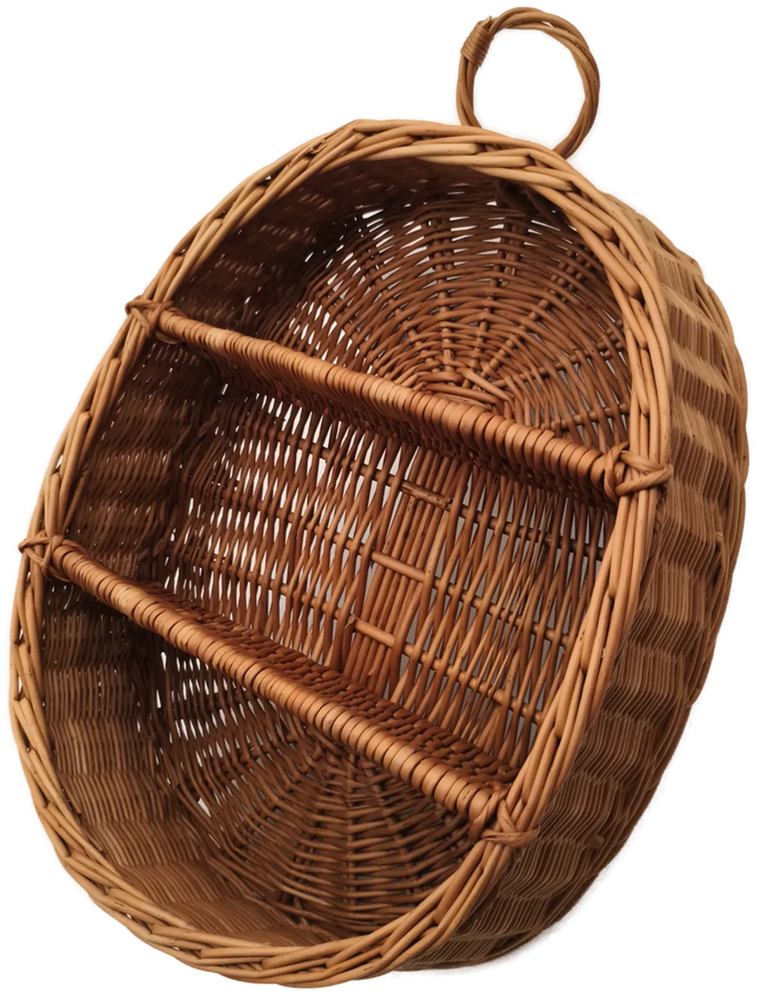 Ovales Vintage - Wandregal aus geflochtener Weide, Boho- und Rattan-Stil, 70er/80er – Bild 2