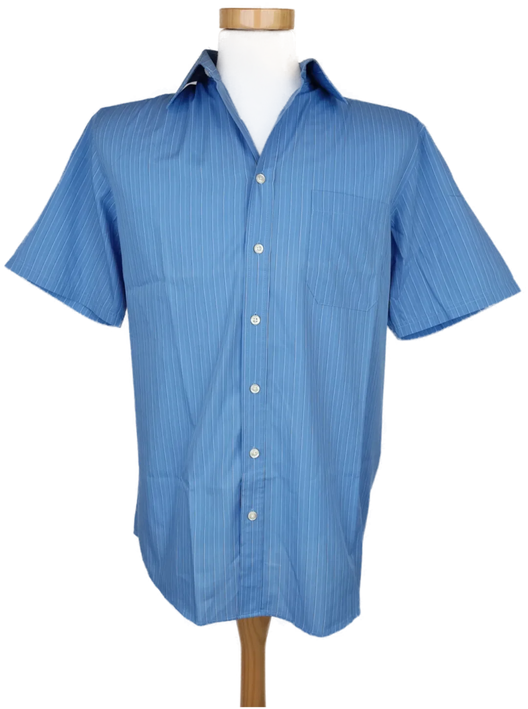 Charles Vögele Herren Kurzarmhemd blau/weiß gestreift - M/44 - Bild 1