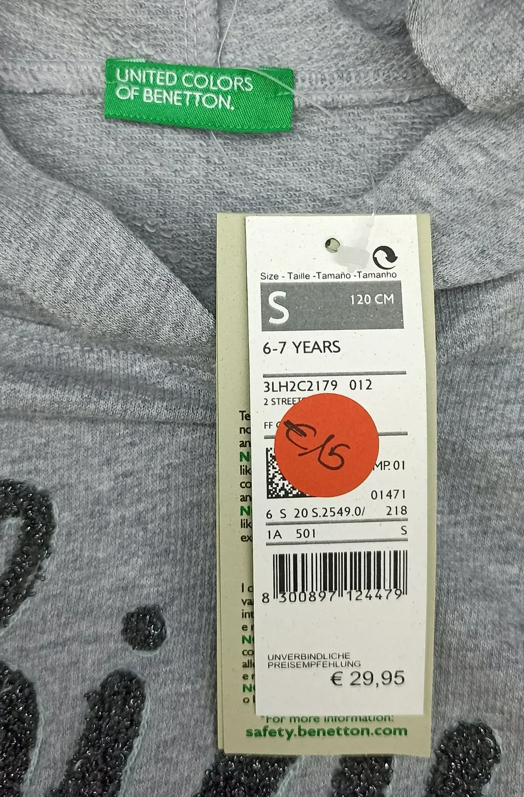 United Colors of Benetton Kinderpullover grau Gr. S – Bild 3