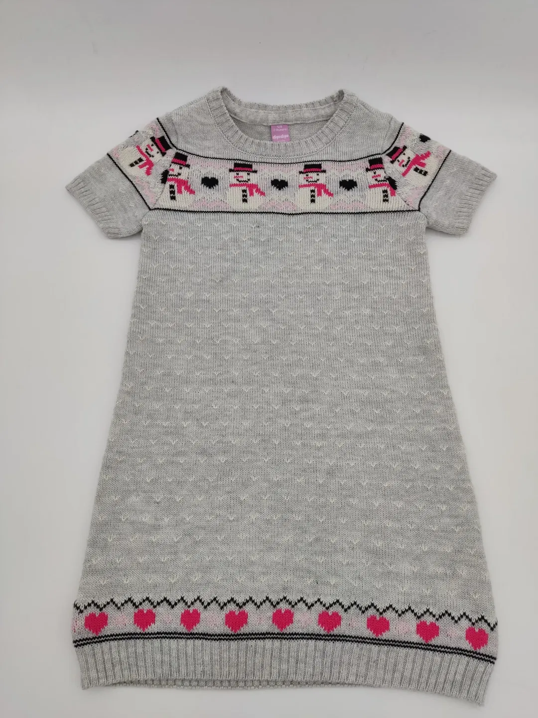 Dopo Dopo Kinder Strickkleid grau/gemustert Gr. 128 - Bild 4