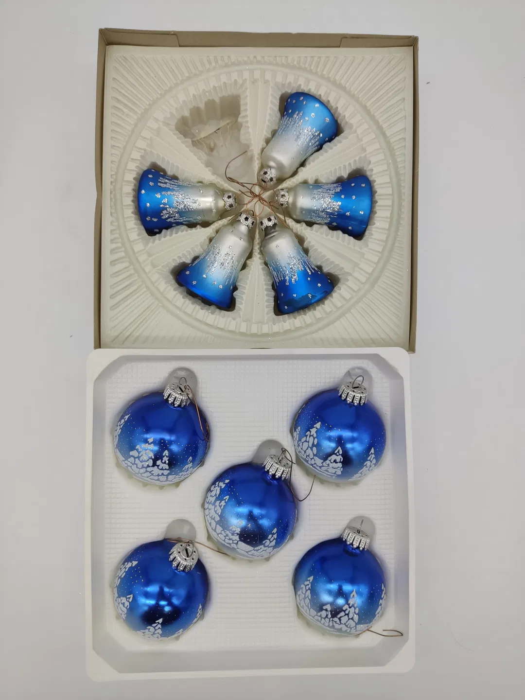 blaue Weihnachtskugeln (10 Stk., Glas & handbemalt) - Bild 1