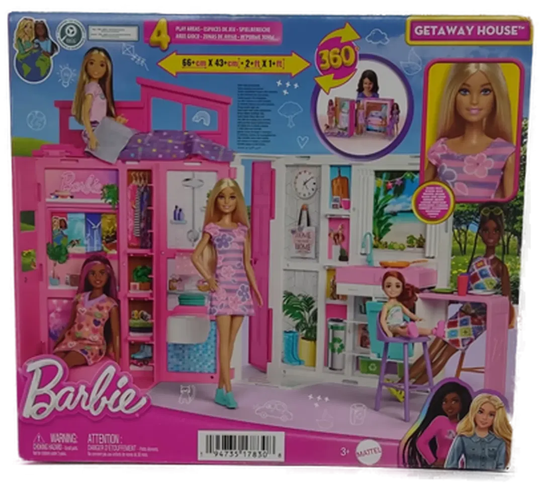Barbie-Ferien-Puppenhaus Mit Barbie-Puppe, 4 Spielbereichen Und 11 Deko-Zubehörteilen von Mattel - Bild 1