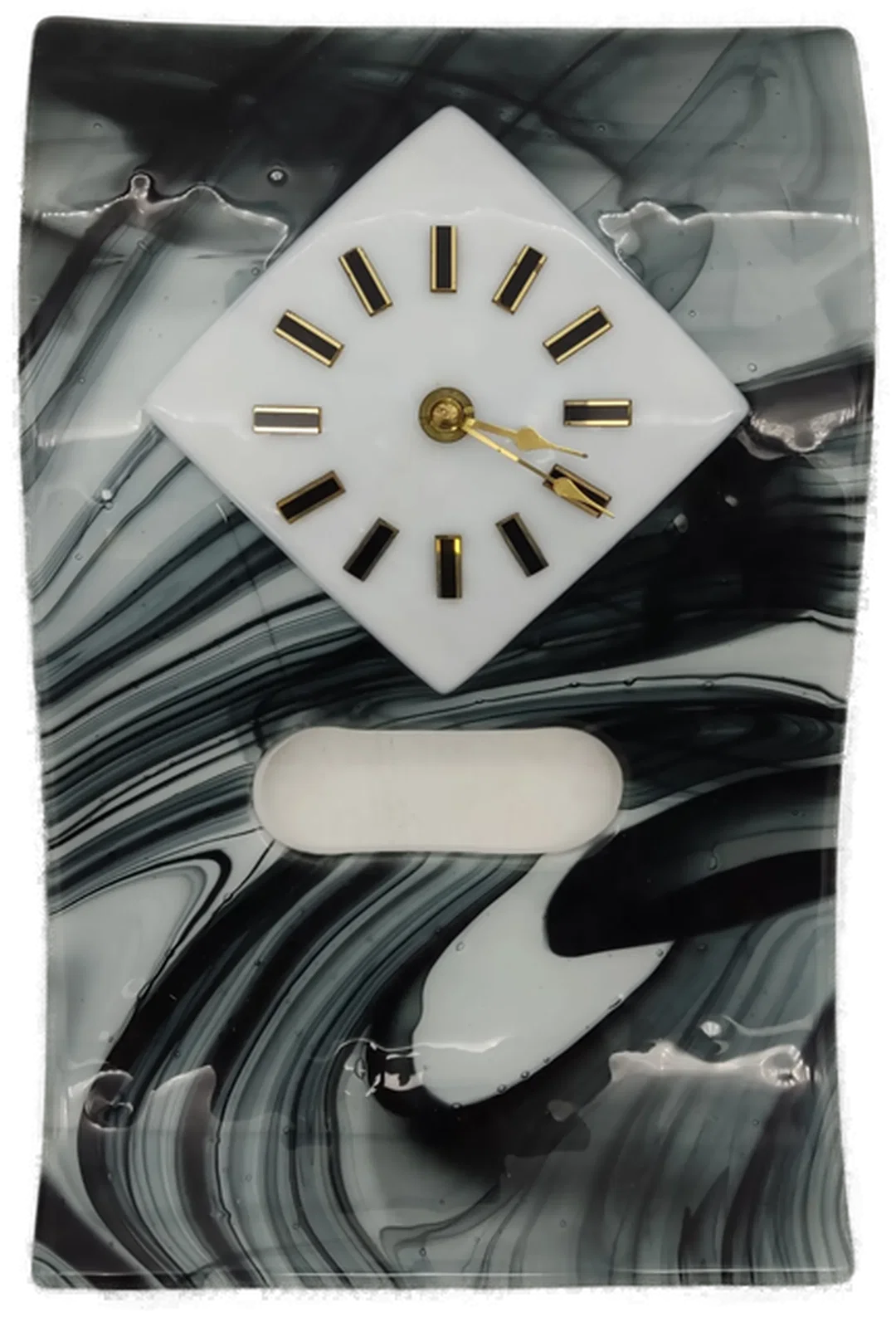 Wanduhr aus Glas, mit Junghans Qurartzwerk in Schwarz / Weiß - Bild 4