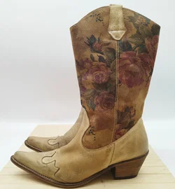 Colorado Vintage Cowboystiefel, Gr. 37, Leder, beige - neu besohlt  – Vorschau 3