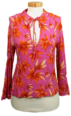 Versace Damen Bluse mit Blumenmuster pink/orange Gr. L - Bild 1