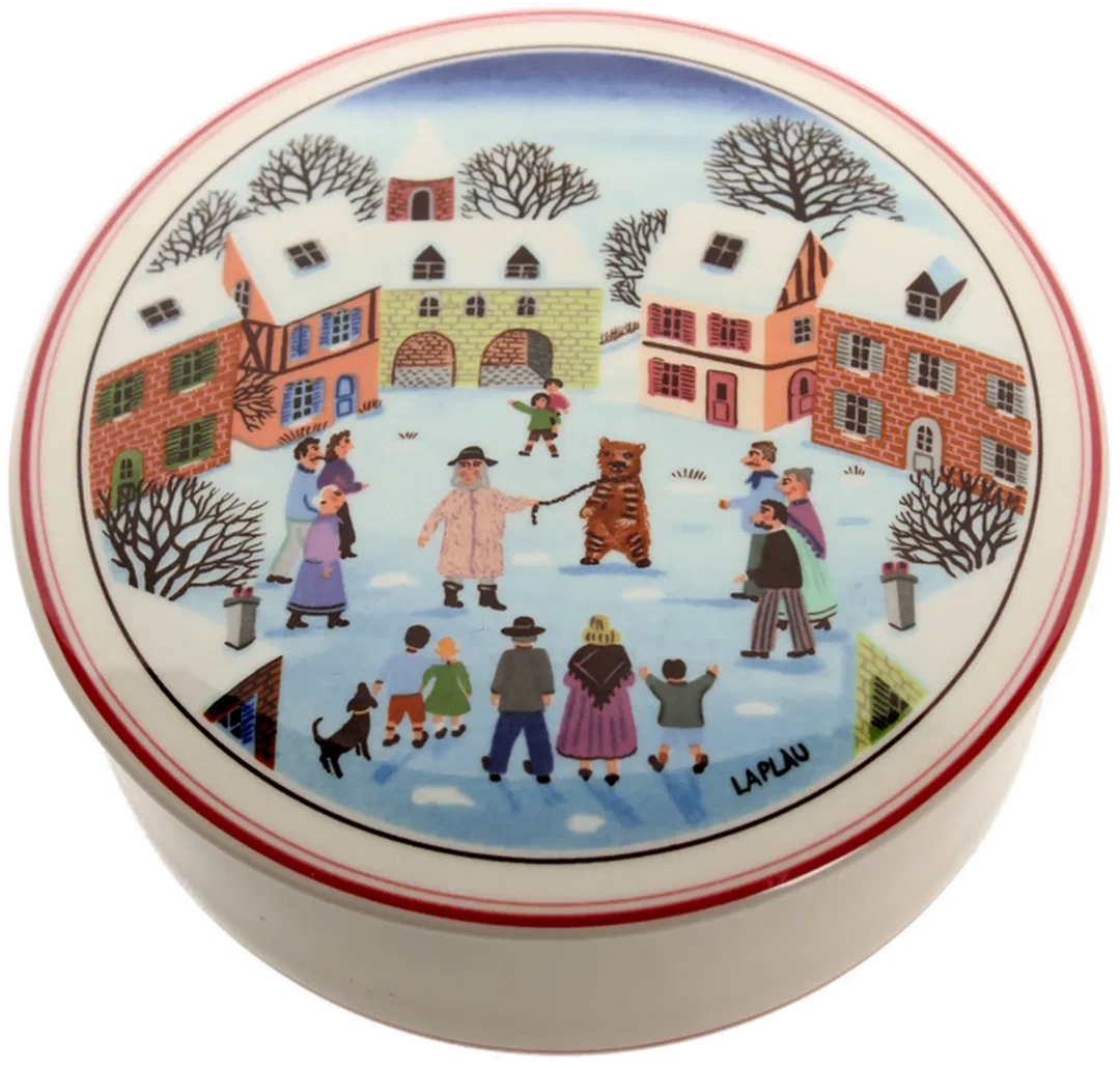 Villeroy & Boch Naïf Christmas Porzellan-Dose mit Deckel – Wintermotiv (Laplau) - Bild 1
