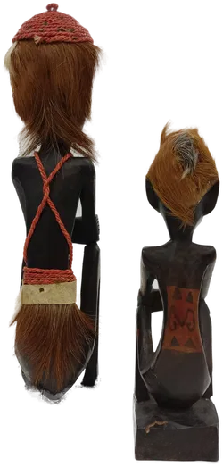 Afrikanische Holzfiguren hockend 2 Stück - Bild 2