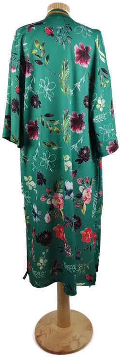 Damen Kimono mit Bindegürtel, Blumenmuster Grün, Gr. M - Bild 2