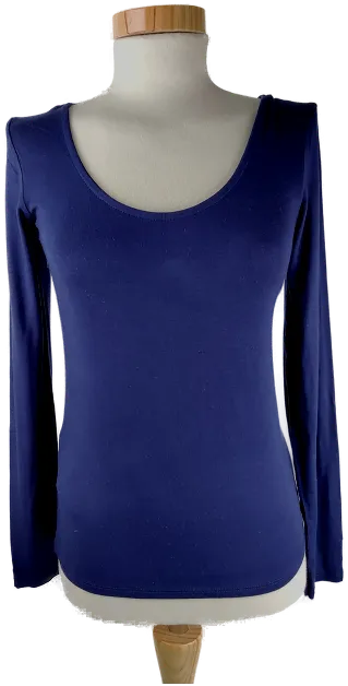 T-Shirt 'Amisu', langarm mit Rundhalsausschnitt, dunkelblau, Größe M - Bild 1