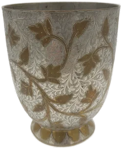 Messingbecher mit floraler Gravur | Indischer Vintage-Schatz – Vorschau 2