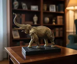 Massive Messing Elefant Figur auf Marmorsockel – ca. 25 x 23 x 12 cm – schwere Skulptur - Bild 2