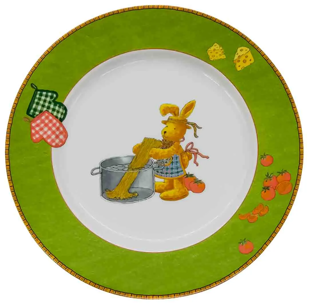Felix Thomas Rosenthal group Suppenteller ca 23,5cm und Speiseteller ca 26cm mit Comic Hase Koch – Bild 3