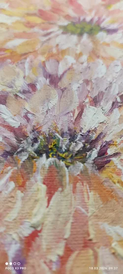 Ölbild Blumen Auf Leinwand 30x30 | Floraler Zeitreisender – Vorschau 10